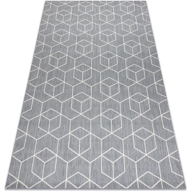 RUGSX Kleden Rugsx Sisal tapijt SISAL FLAT 48655/637 BLOKJES 3D 140x200 cm Grijs