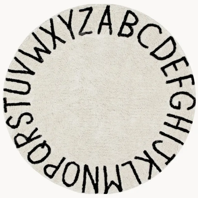 Lorena Canals Rond kindervloerkleed ABC met lettermotief Beige