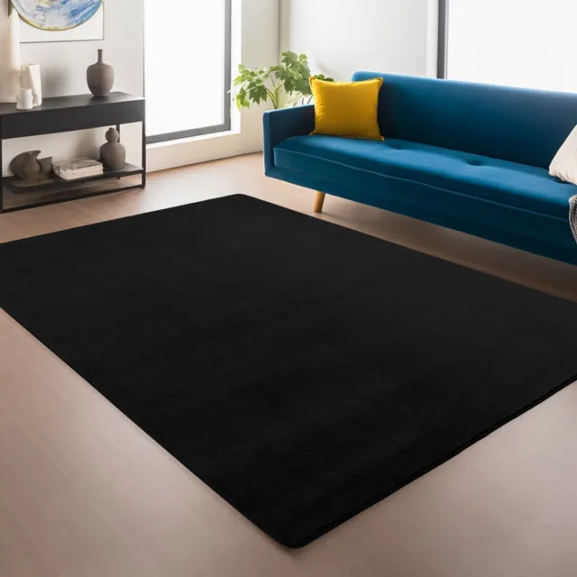 Ayyildiz Antislip Vloerkleed Rond Joy Zwart 200 x 200 cm Effen Kleur Zacht