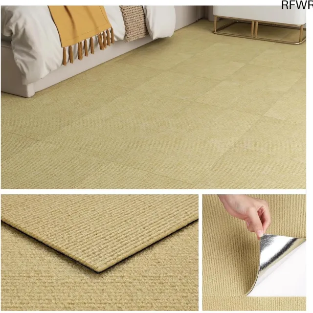 RFWR Zelfklevende Tapijttegels 30x30CM Beige - Wasbare Tapijtvloertegels voor Woonkamer, Slaapkamer en Kantoor