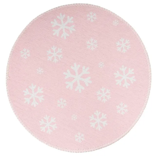 Padiro rond speels kindervloerkleed Ø 160 cm - oudroze - speels kindermotief - met sneeuwvlokkenmotief - voor vloerverwarming - van polyester en katoen