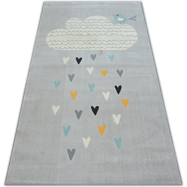 RUGSX Kleden Rugsx Tapijt PASTEL 18409/652 - WOLKJE HARTJES VOGEL 120x170 cm Grijs