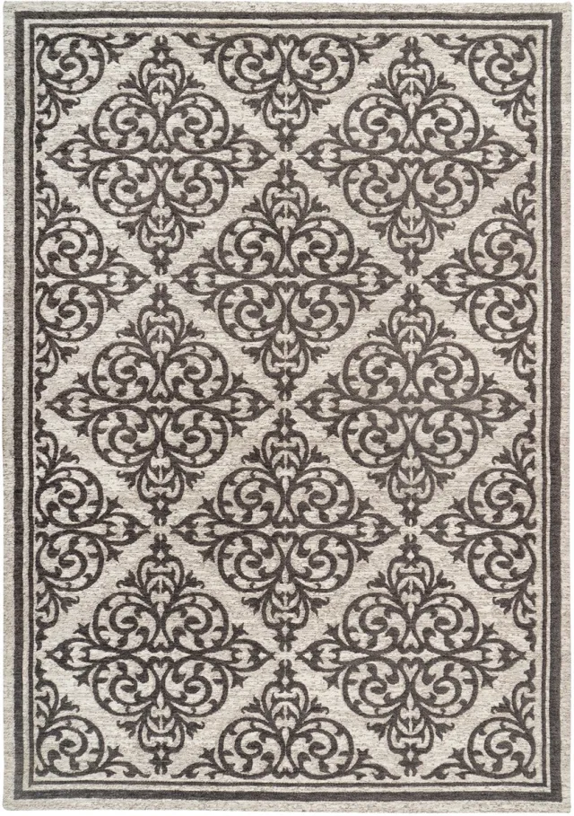Padiro elegant laagpolig vloerkleed 160 x 230 cm - lichtbeige - oosters vintage patroon - voor vloerverwarming - van polyester en katoen