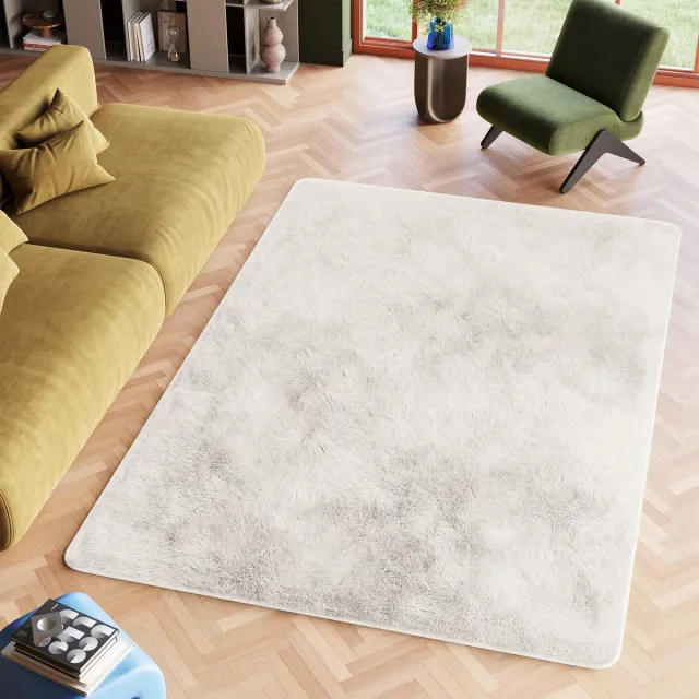 Tapiso Silk Vloerkleed Wit Ivory Hoogpolig Woonkamer Tapijt Maat- 160x230