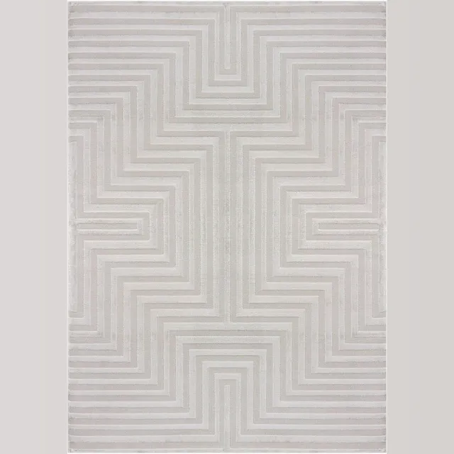 flycarpets Cara Modern Japandi Labyrinth Vloerkleed - Zilver