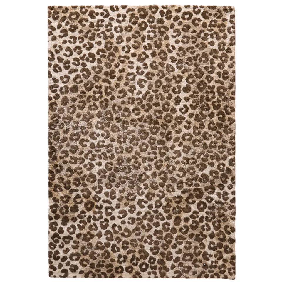 NOUS Living vloerkleed panterprint bruin crème/zand/donkerbruin