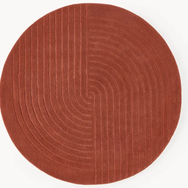 Westwing Collection Rond wollen vloerkleed Mason, handgetuft Wijnrood