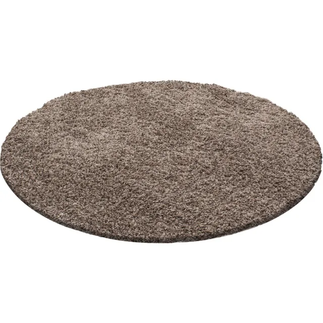 Muratap Basic Rond Shaggy vloerkleed Caramel Hoogpolig- 120 CM Ø Mocca