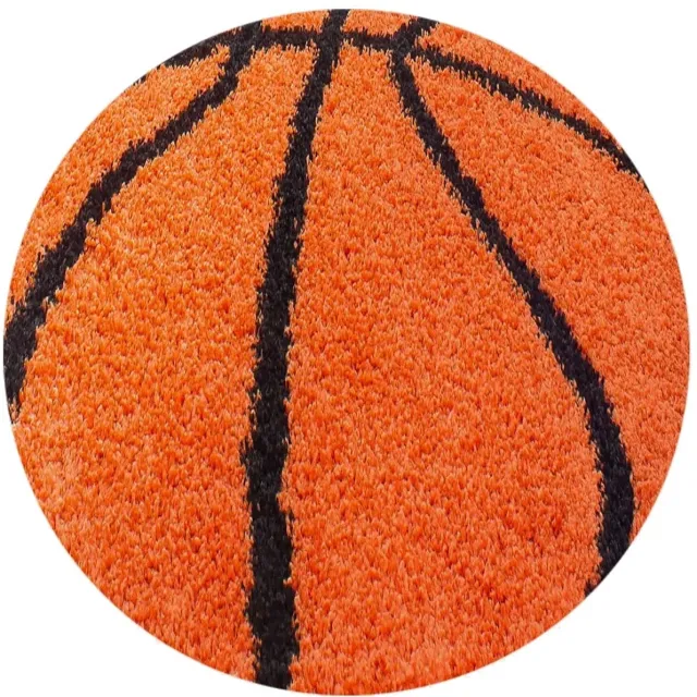Dutch XXL Rond Kindervloerkleed | Tapijt | Shaggy | Fun | Basketbal | Oranje