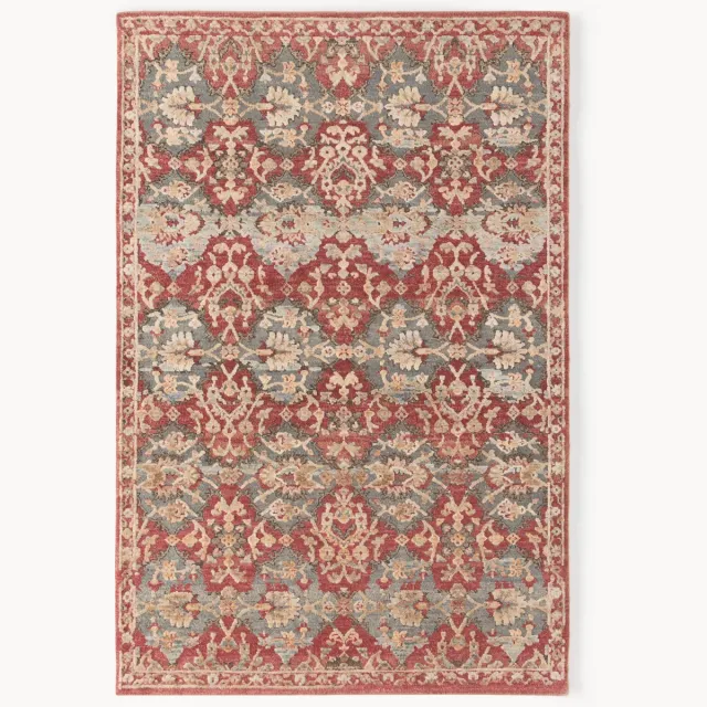Westwing Collection Handgeknoopt hoogpolig wollen vloerkleed Reva Rood