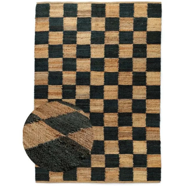 Boho&me Jute vloerkleed - Patch naturel/groen 160x230