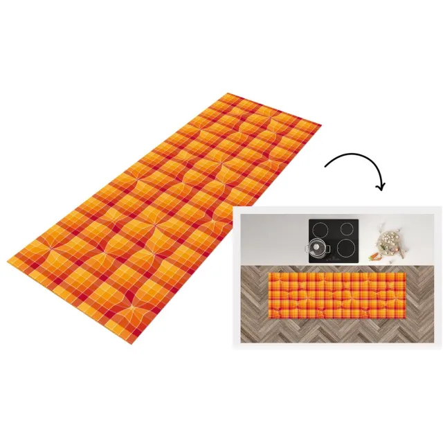 KitchenYeah Keukenloper - Loper keuken - Oranje - Patronen - Abstract - Keukenloper vinyl Multicolor