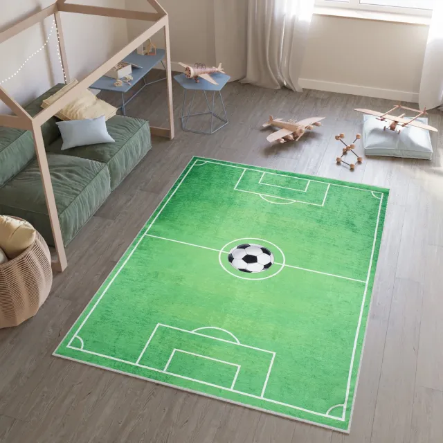 Tapiso Emma Vloerkleed Kinderkamer Jeugdkamer Voetbalveld Tapijt Groen