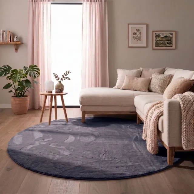NATURL. Rond laagpolig vloerkleed - Cozy Antraciet - Ø 120cm