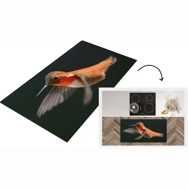 KitchenYeah Keukenloper - Loper keuken - Kolibrie - Vogel - Veren - Zwart - Keukenloper vinyl Multicolor