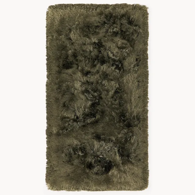 Westwing Collection Glanzend hoogpolig vloerkleed Jimmy Groen