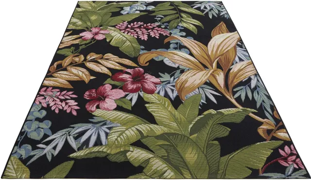 Ibenzoa Tropisch Bloemen Tapijt voor Binnen en Buiten met Weerbestendig Ontwerp, Perfect voor Terras en Tuin kleurijk