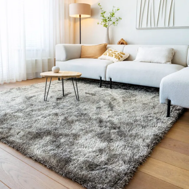 Tapeso Velvet vloerkleed vierkant - Posh grijs 280x280