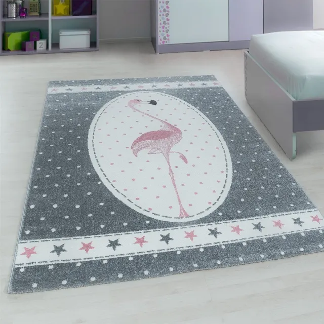 Muratap Tapijtenloods Kids Flamingo Vloerkleed Kinderkamer Grijs Laagpolig