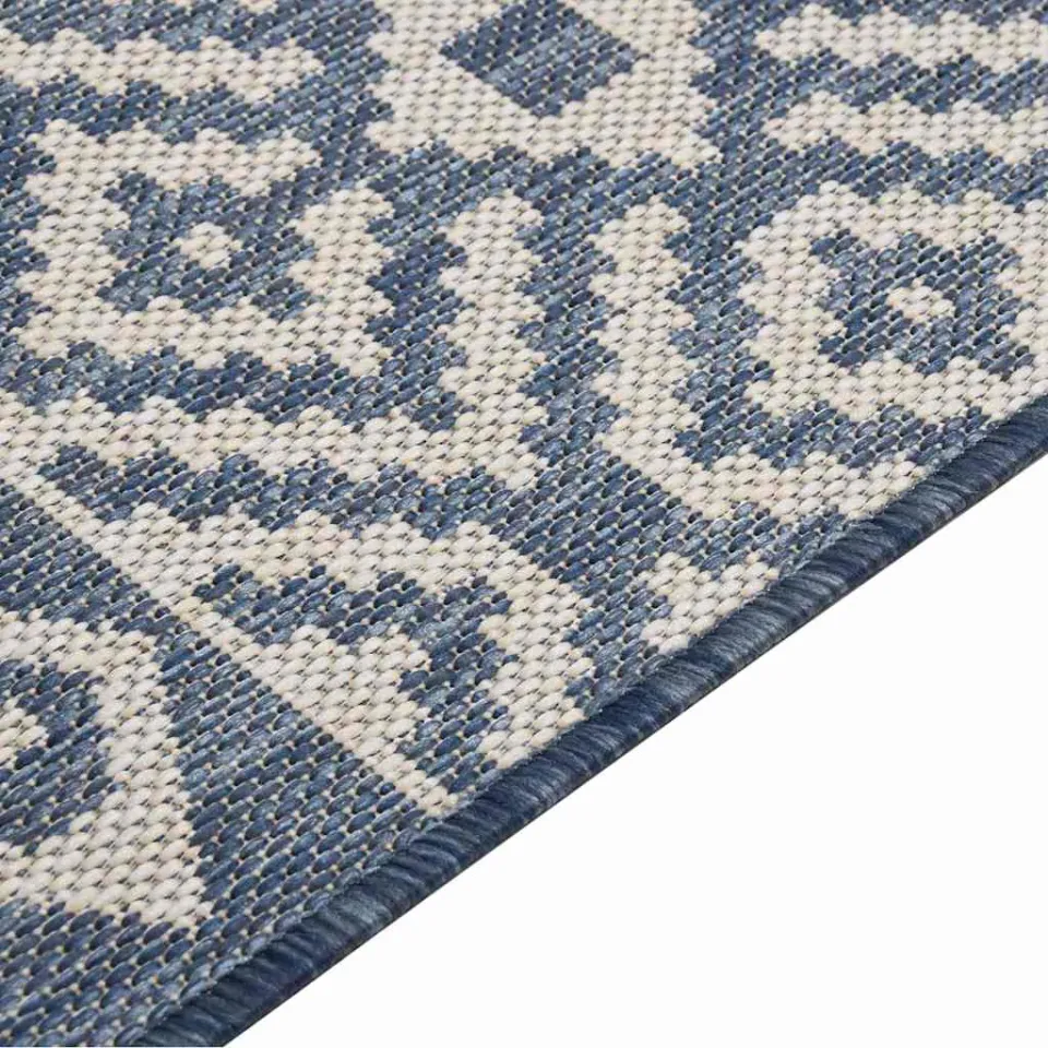 vidaXL Buitenkleed met patroon platgeweven 120x170 cm blauw, foto 4