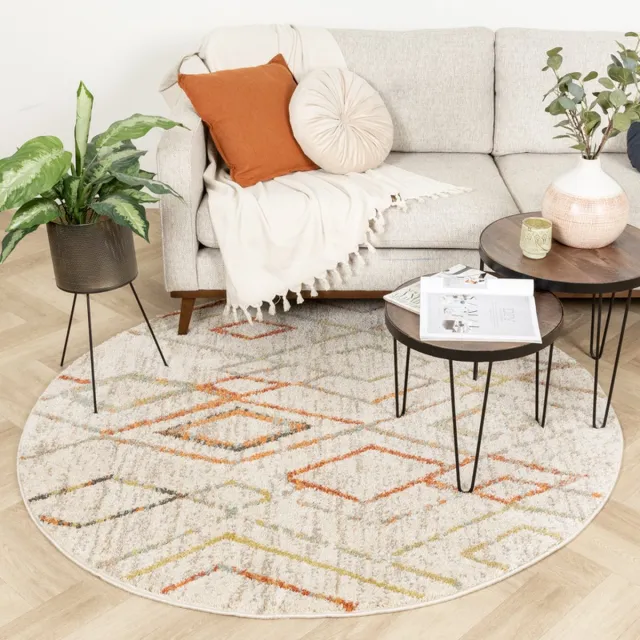 Fraai Rond Berber vloerkleed - Blend Diamond Terracotta - Ø 200cm