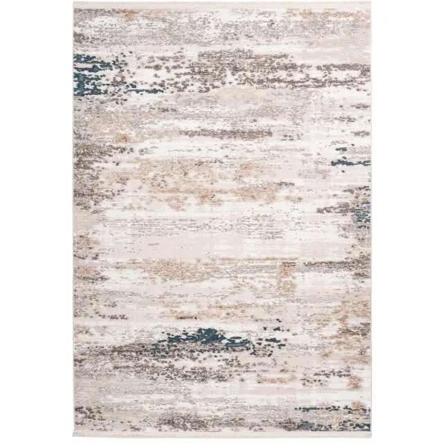 Padiro elegant laagpolig vloerkleed - lichtbeige - vintage patroon - met franjes - voor vloerverwarming - van polyester en katoen
