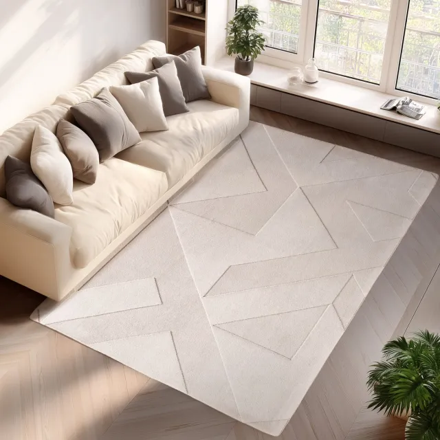 Moonay Home Pompei Quadro Ivory – Geometrisch Blokdesign – Laagpolig – Trending Vloerkleed – 160x230 cm