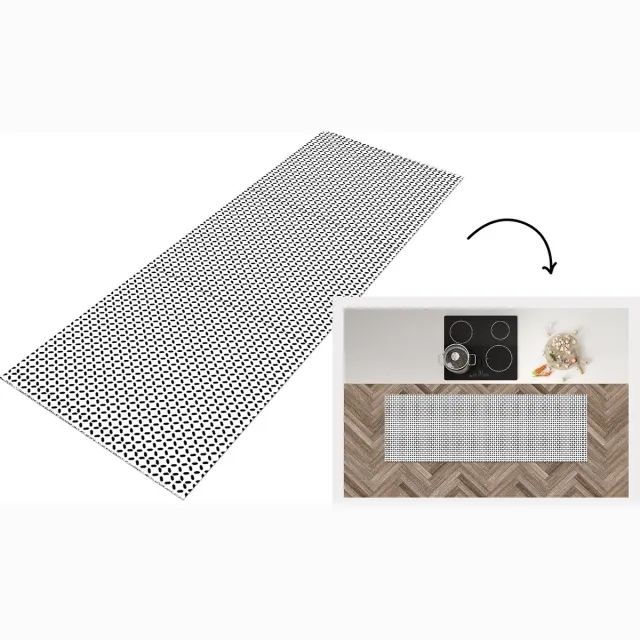 KitchenYeah Keukenloper - Loper keuken - Zwart - Wit - Geometrie - Patronen - Abstract - Keukenloper vinyl Multicolor