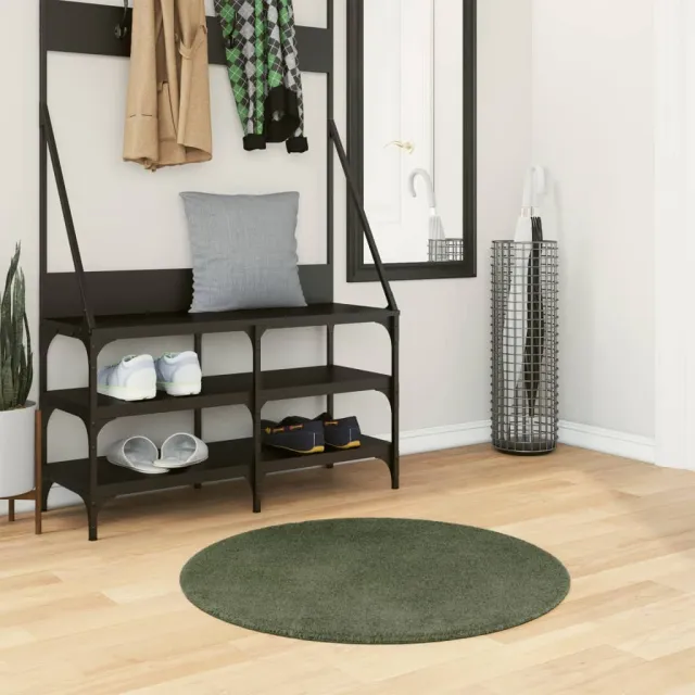 vidaXL Vloerkleed HUARTE laagpolig zacht wasbaar Ø 80 cm bosgroen groen, foto 2