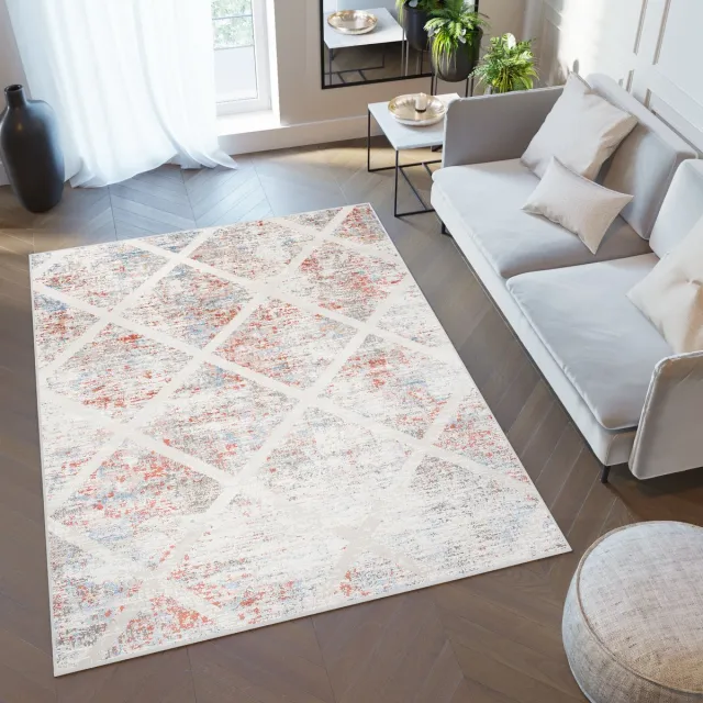 Tapiso Valley Vloerkleed Laagpolig Woonkamer Binnen Tapijt Grijs Oranje