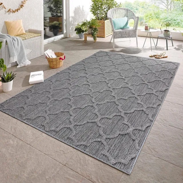 flycarpets Tenedo Grijs Buitenkleed - Vloerkleed, Laagpolig Tuinkleed / Tuintapijt / Buitentapijt - 120x170 cm