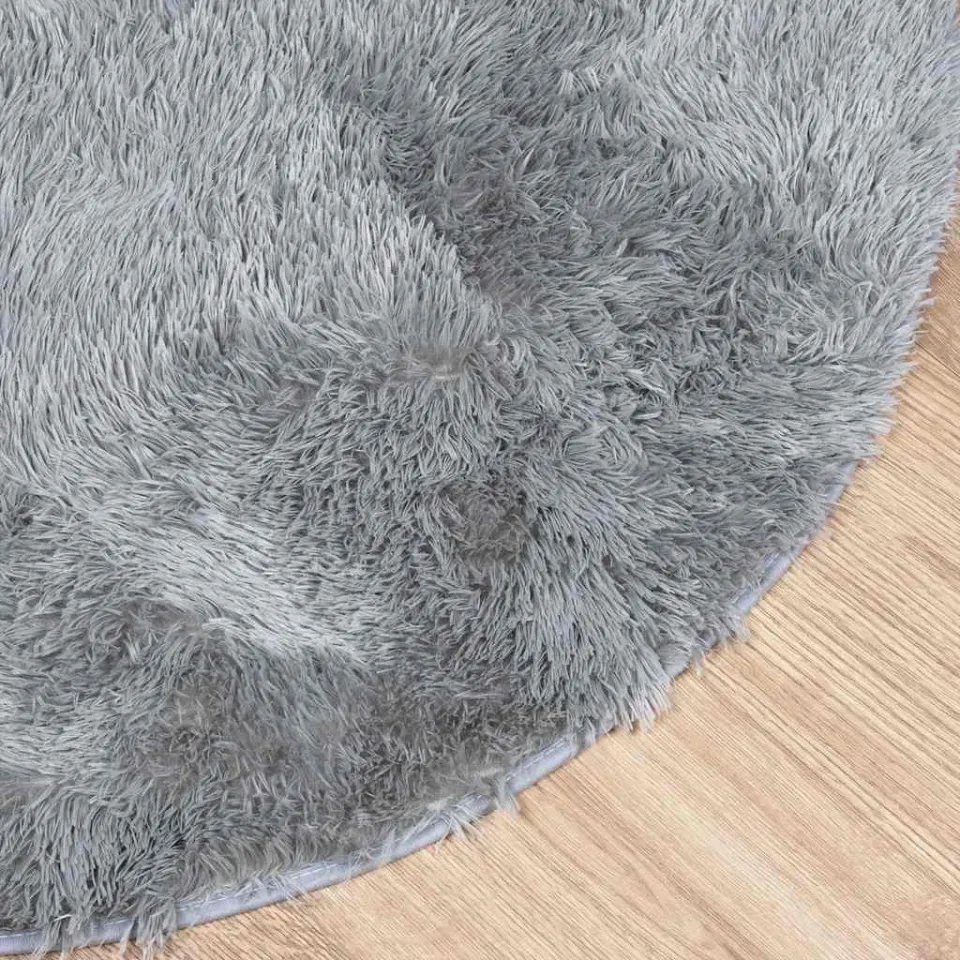 vidaXL Hoogpolig vloerkleed NAVARRA 100x100 cm polyester lichtgrijs grijs, foto 4