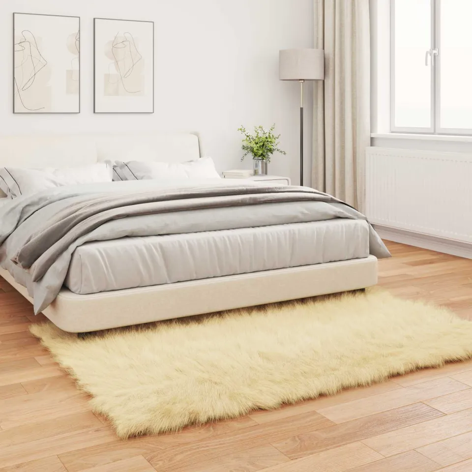 vidaXL Tapijt van imitatie TAFALLA Crèmekleurig 140 x 200 cm Polyester, foto 3