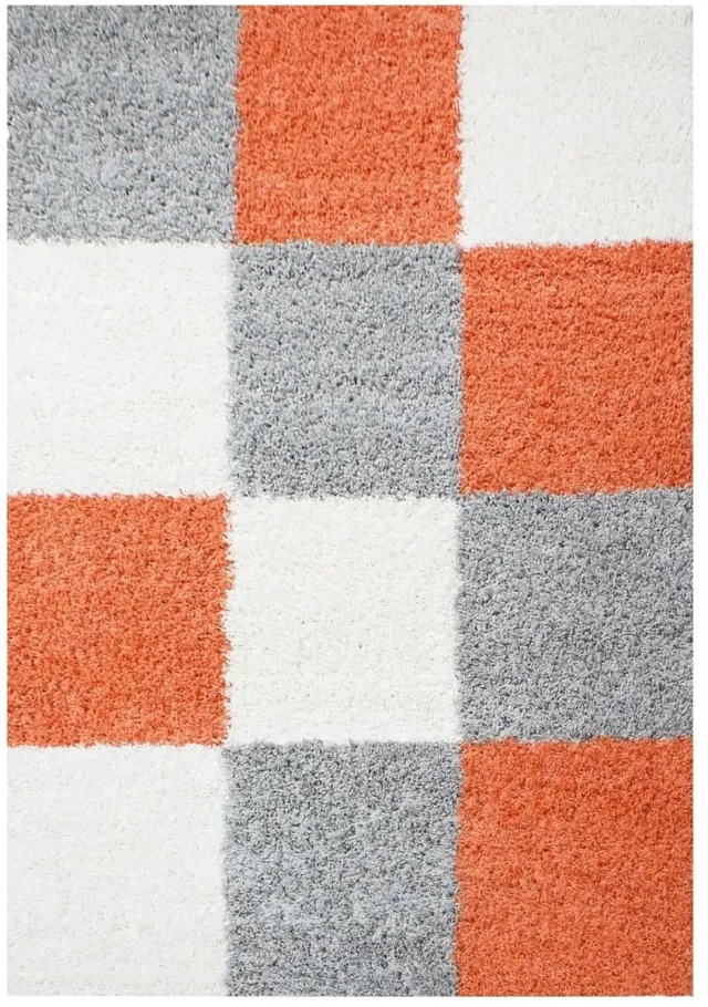 Dutch XXL Hoogpolig Vloerkleed | Tapijt | Shaggy | Life | Blokken | Terracotta | 120x170 cm