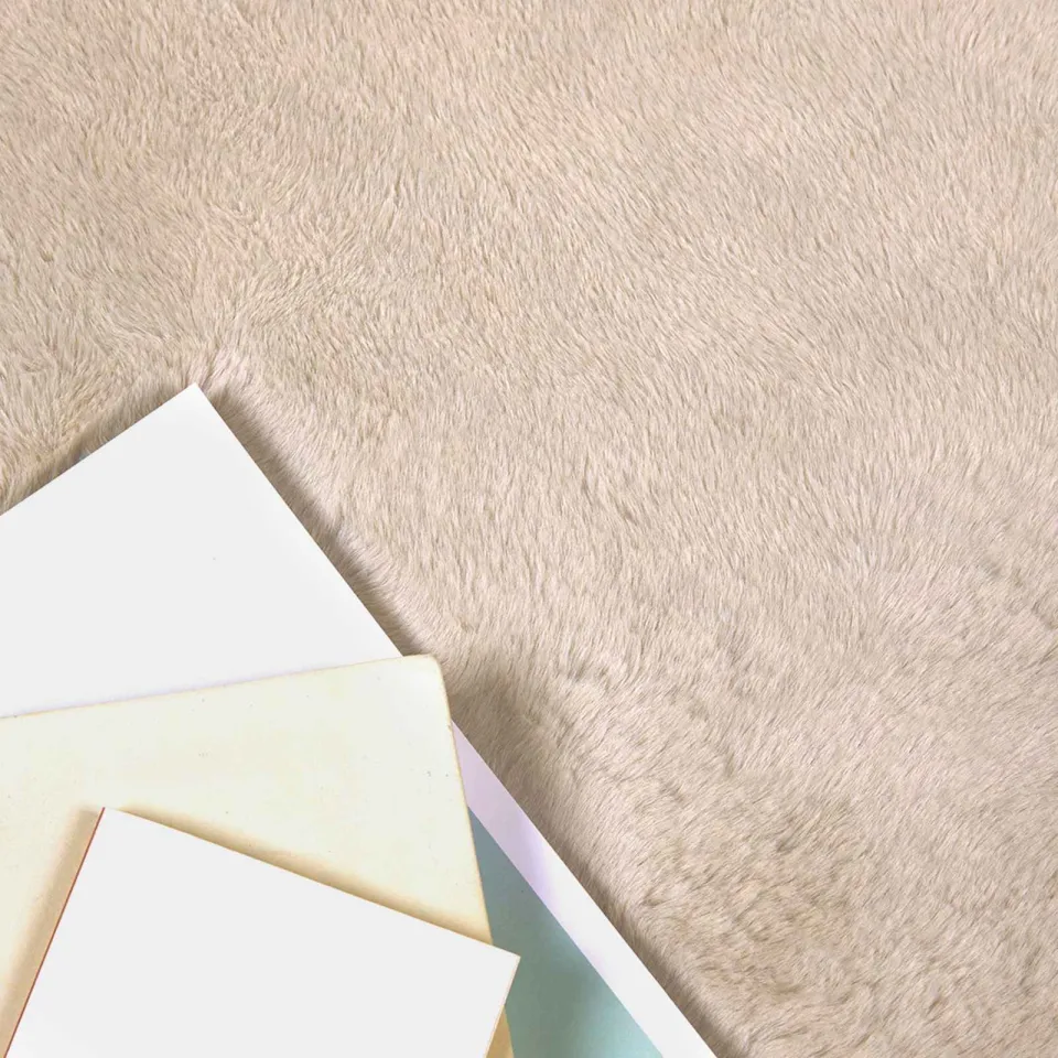 vidaXL Antislip vloerkleed van imitatie konijnenbont OLITE Taupe, foto 4