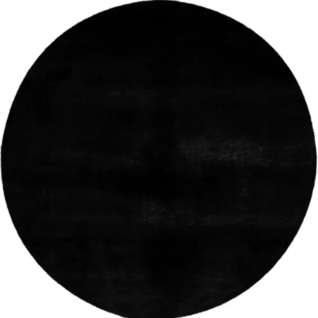 Dutch XXL Rond Fluffy Vloerkleed | Tapijt | Paradise | Uni | Zwart | 160x160 cm