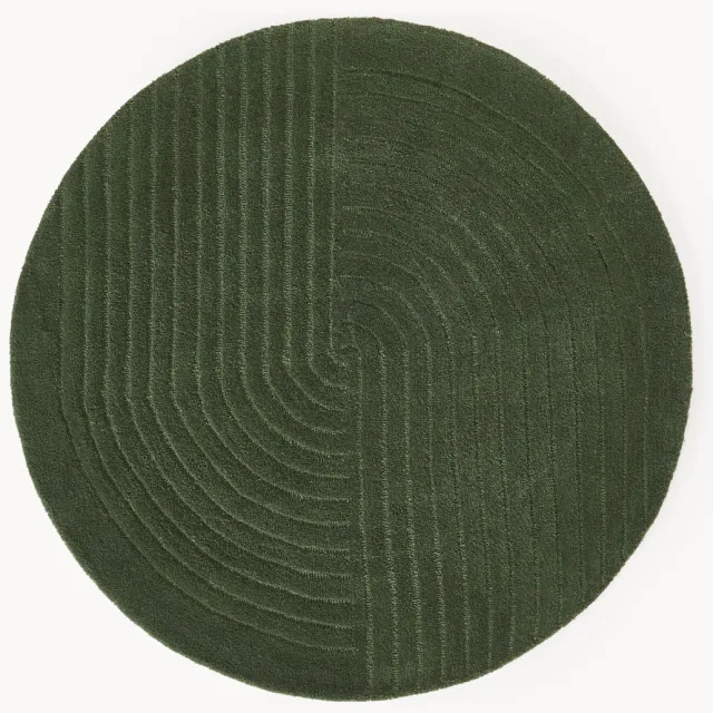 Westwing Collection Rond wollen vloerkleed Mason, handgetuft Groen
