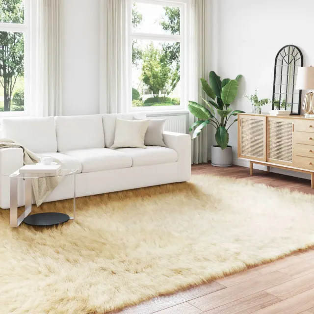 vidaXL Tapijt van imitatie TAFALLA Crèmekleurig 240 x 340 cm Polyester, foto 2