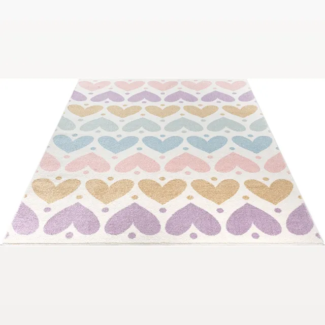 the carpet Beat Kids – Kinderkamer vloerkleed met hartjes – zacht & onderhoudsvriendelijk – multicolor met hartjespatroon – 80 x 150 cm