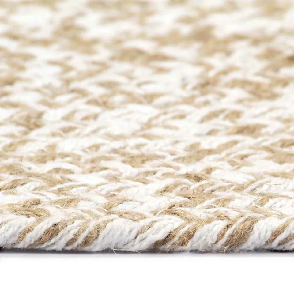 vidaXL Vloerkleed handgemaakt 90 cm jute wit en naturel, foto 3