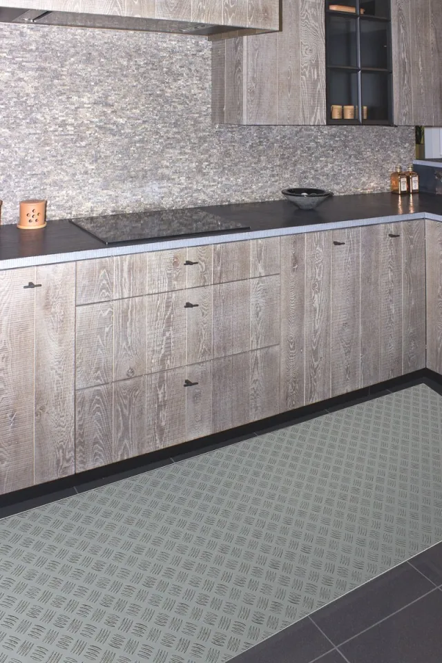 JYG Vloerkleed GERONA- Keukenloper - Keukenmat - Vinyl - beton look - 60x250cm - Veelkleurig Grijs