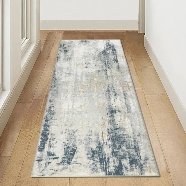 Famibay Loper - Antislip - Wasbaar - Voor Hal - Keuken - Slaapkamer - Woonkamer - 65x180 cm Beigeblauw