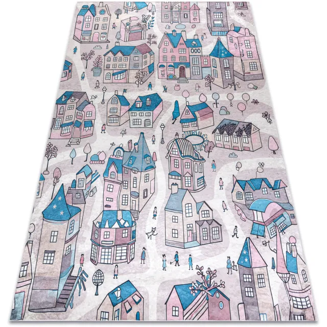 RUGSX Kleden Rugsx BAMBINO 61560 tapijt wasbaar Stad dieren voor 200x290 cm Beige