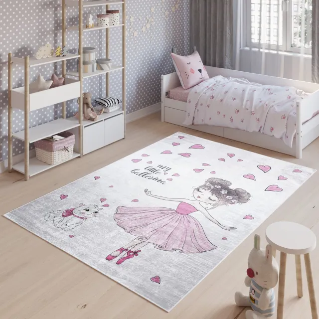 Tapiso Emma Vloerkleed Jeugdtapijt Meisje Kinderkamer Speelmat Roze 6