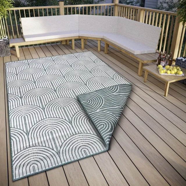 flycarpets Laagpolig Binnen & Buitenkleed Omkeerbaar vloerkleed - Pangli - Groen - 160x230 cm