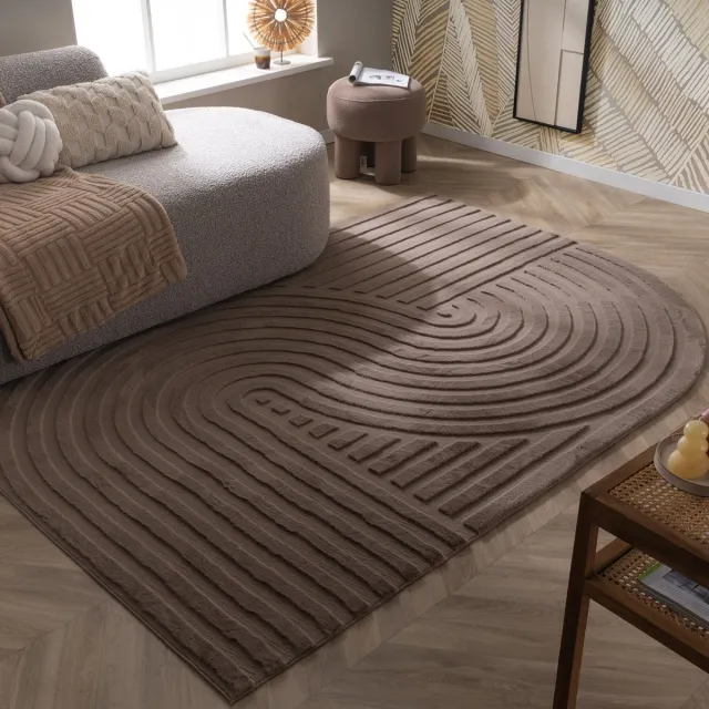 Fraai Organisch Vloerkleed - Flowy Arch Taupe | Wasbaar - 140x200cm