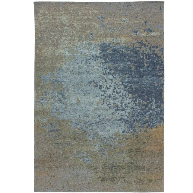 Padiro design laagpolig vloerkleed - donkerblauw - modern abstract ontwerp - voor vloerverwarming - van polyester en katoen