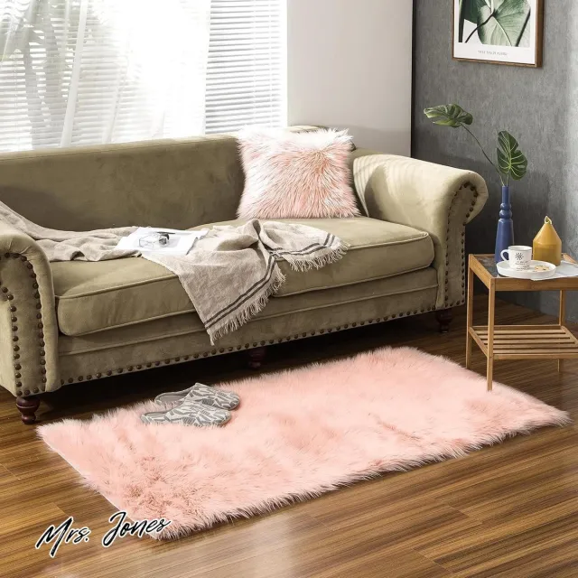 Mrs. Jones Roze Wasbaar Imitatiebont Tapijt Schapenvacht 80 x 150 cm Rechthoek . multi-color