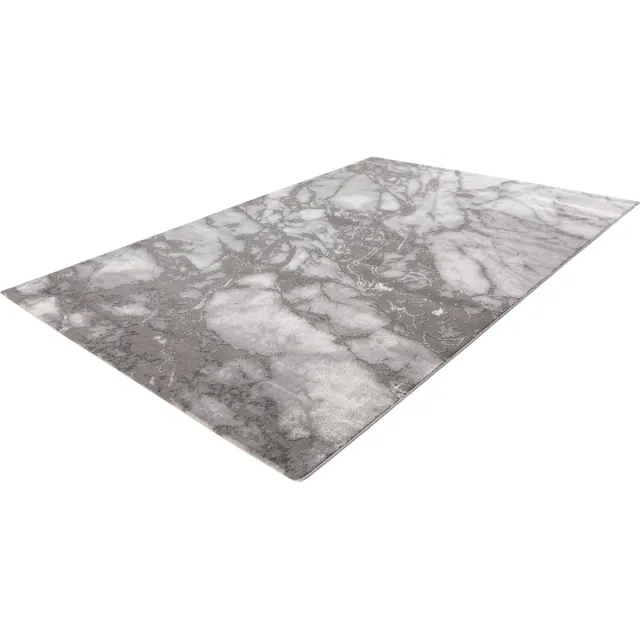 Tapijtenmagazijn Marmaris Vloerkleed – Grijs – Marmerlook Design – Modern & Laagpolig – 80x300 cm silver