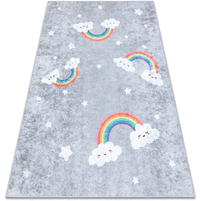 Kleden Rugsx JUNIOR 52063.801 tapijt wasbaar Regenboog, wolken grijs